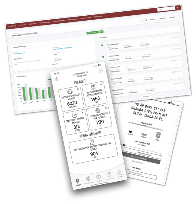 Rebel Elhandel - mobile app, electricity, signups
